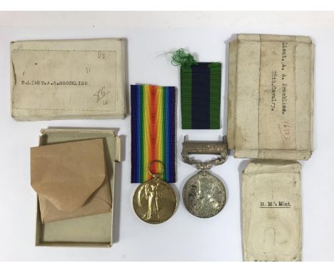 AN INDIA GERENRAL SERVICE AND VICTORY PAIR. A First World War Victory Medal to 2. Lieut A.A. Brockliss and an India General S