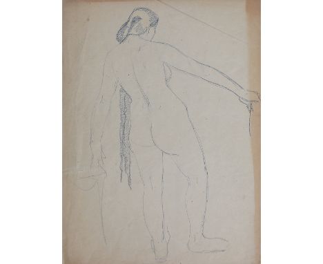 BRONCIA KOLLER-PINELL ( Sanok 1863 - 1934 Wien )Stehender RückenaktKohle/Papier 63 x 45,6 cmmonogrammiert B. P. K.Knick an ei