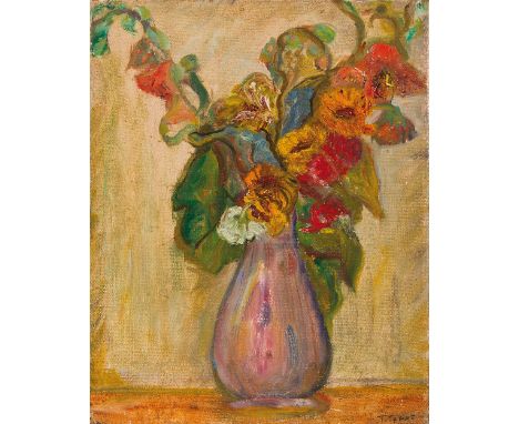 UNBEKANNTE KÜNSTLERIN/UNBEKANNTER KÜNSTLER ( Lebensdaten unbekannt )Blumenstillleben Öl/Leinwand 40,3&nbsp;x 32,1 cm signiert