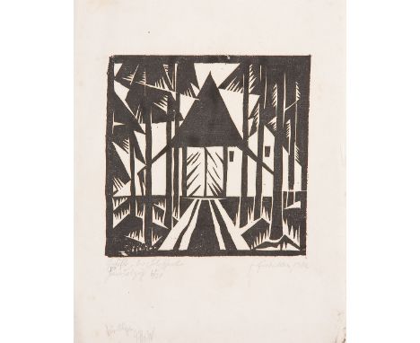 FRITZ FUHRKEN ( Nadorst bei Oldenburg 1894 - 1943 Hesdin )Gehöft, 1922Holzschnitt/Papier ca. 18 x 18 cmsigniert fr fuhrken, d