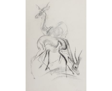 LUDWIG HEINRICH JUNGNICKEL* ( Wunsiedel 1881 - 1965 Wien )GazellenKohle/Papier 48 x 33 cmStempel L. H. Jungnickelverso Nachla