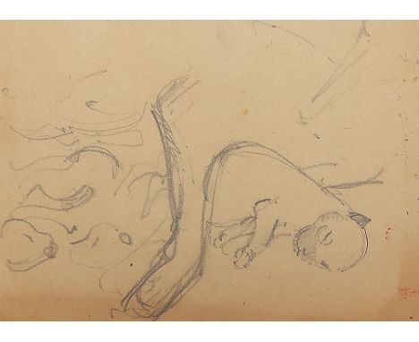 BRONCIA KOLLER-PINELL ( Sanok 1863 - 1934 Wien )HundewelpenBleistift/Papier 22,5 x 31,2 cm verso weitere Tierskizze Dem Alter