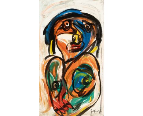 PETER ROBERT KEIL* ( geboren 1942 in Züllichau )Weiblicher Akt, 1975Öl/Hartfaserplatte 117 x 66 cmsigniert Keil, datiert 75SC