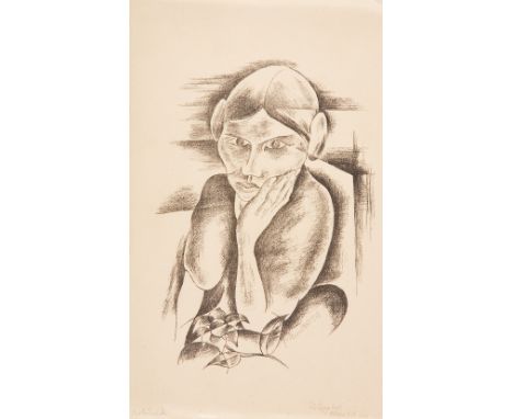 FRANZ BRONSTERT* ( Dorsten 1895 - 1967 Freudenberg )Wartende, 1923Lithografie/Papier 34 x 20,9 cmsigniert F Bronstert, datier