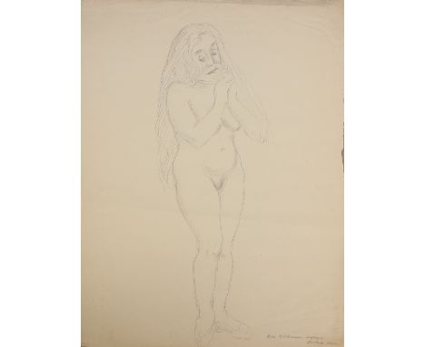 GEORG EHRLICH* ( Wien 1897 - 1966 Luzern LU )Stehender Akt Bleistift/Papier 63,2 x 48,5&nbsp;cm gewidmet Herrn Dr. Littmann h
