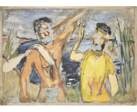 MARIE-LOUISE VON MOTESICZKY* ( Wien 1906 - 1996 London )Wassersportler mit PaddelÖl/Leinwand 50,7 x 71,5 cmverzeichnet im Wer