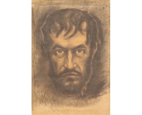 ALFONS SCHNEGG ( Mühlau 1895 - 1932 Innsbruck )Studie zu Christus und Teufel, 1922Kohle/Papier 27 x 17,5 cmmonogrammiert ASM,