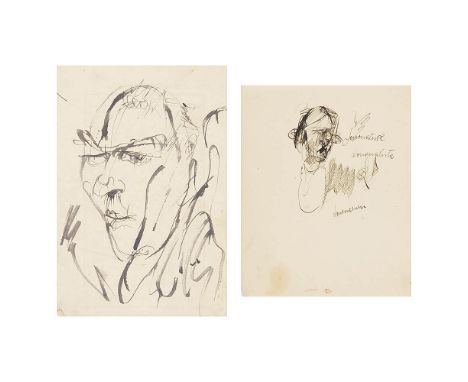 SIGFRIED CHAROUX* ( Wien 1896 - 1967 London )Konvolut aus zwei ZeichnungenGesichtsstudieTusche/Papier 20,2 x 13,9 cmverso Kal