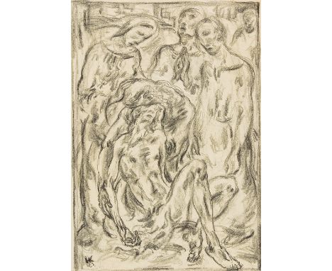 KARL HAUK* ( Klosterneuburg 1898 - 1974 Wien )Beweinung Christi, 1923Kohle/Papier 33,2 x 47,4 cmdatiert 23, Monogrammiert HKS