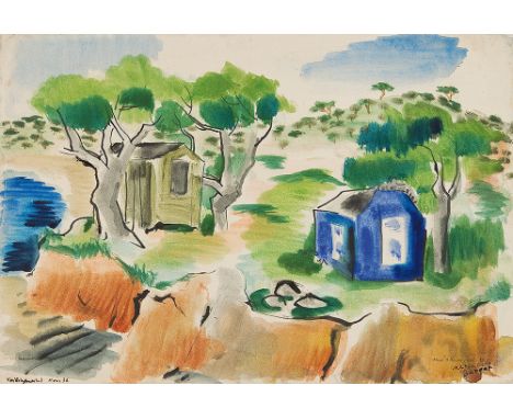 MARGARETE BERGER-HAMERSCHLAG* ( Wien 1902 - 1958 London )Landschaft, 1936Aquarell/Papier 29,5 x 43,5 cmsigniert Margarete Ber
