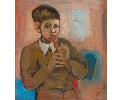 MARGARETE BERGER-HAMERSCHLAG* ( Wien 1902 - 1958 London )Raymond beim Flötenspiel Öl/Leinwand 70,8 x 66 cm signiert Berger Da