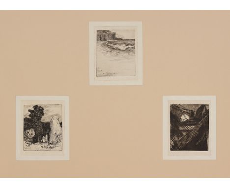 PETER BREITHUT ( Krems 1869 - 1930 Mannheim )Konvolut aus drei DruckenFelsen im WaldRadierung/Papier 8,9 x 7,8 cmsigniert P. 