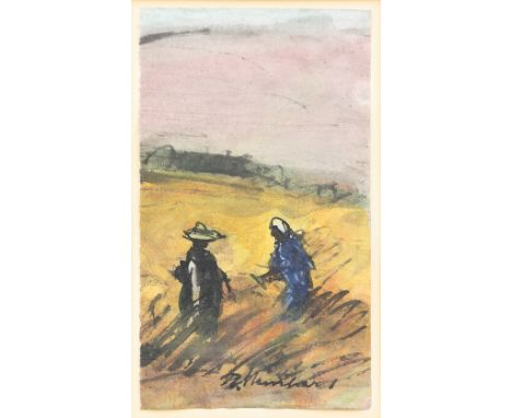 ANTON STEINHART* ( Salzburg 1889 - 1964 Salzburg )Bei der ErnteAquarell/Papier 21,5 x 12,1 cmsigniert A. SteinhartSCHÄTZPREIS