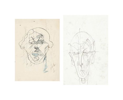 SIGFRIED CHAROUX* ( Wien 1896 - 1967 London )Konvolut aus zwei ZeichnungenFrauenkopfFeder/Papier 25,4 x 20,2 cmverso handschr