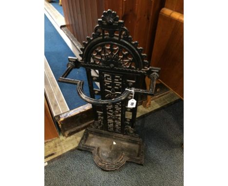 A Victorian cast iron stick stand, stamped Falkirk, number 256?, 74cm height