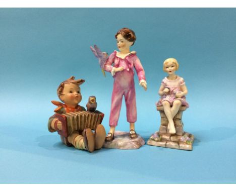 Two Royal Worcester figures, 'The Parakeet' and 'Sunshine', both modelled by F. G. Doughty and a Hummel figure (3)