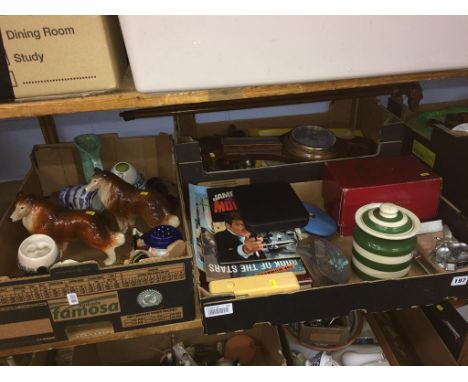 Three trays of assorted, a barometer etc.