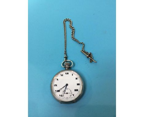 A silver pocket watch and Albert