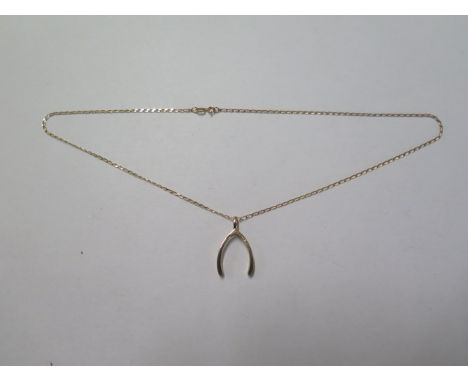 A 9ct wishbone pendant on a 9ct 40cm chain - approx weight 2.8 grams 