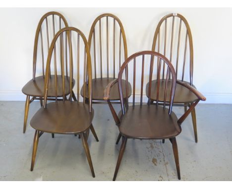 Four Ercol kitchen chairs and an Ercol armchair 