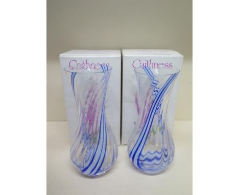 A pair of Caithness spiral glass vases - Height 25cm - both boxed 