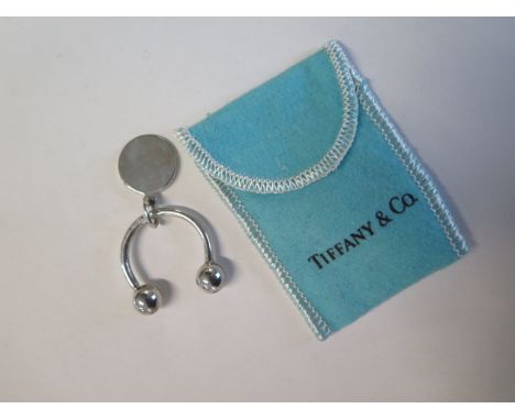 A Tiffany 925 silver key ring - 3cm wide with a pouch - retail price £190 