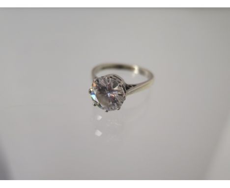 A 9ct white gold Moissanite ring 1cm diameter - ring size M - approx weight 4 grams 