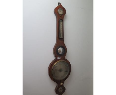 A rosewood onion top barometer - The level signed Hunns Peterboro - Height 95cm 