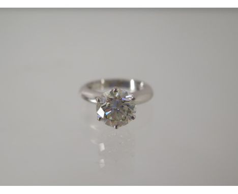 An 18ct white gold diamond solitaire ring approx 3.5ct - 10mm x 6.3mm - ring size M/N - diamonds bright and lively, minor mar