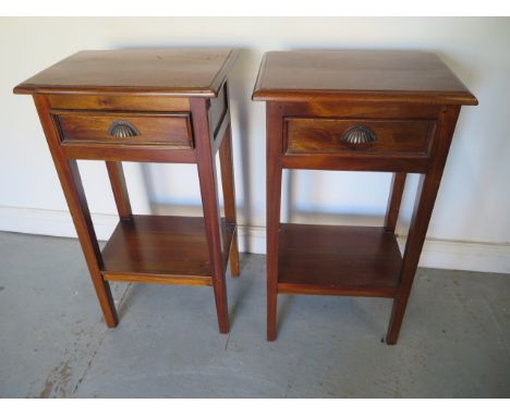 A pair of modern hardwood lamp tables with drawer - Height 80cm x 46cm x 32cm 