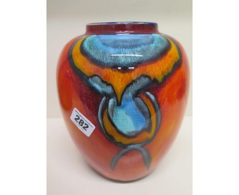 A Poole Peacock vase - Height 22cm - good condition 