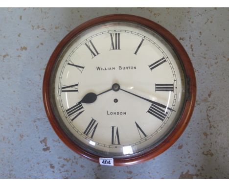 A mahogany fusee movement wall clock with a 12 inch painted dial and convex glass - William Burton, London - running, general