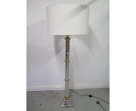 A modern mirrored standard height lamp with shade - Height 172cm 