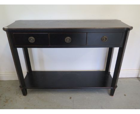 A Laura Ashley Henshaw black three drawer console/side table - Height 81cm x 110cm x 35cm - RRP £575 