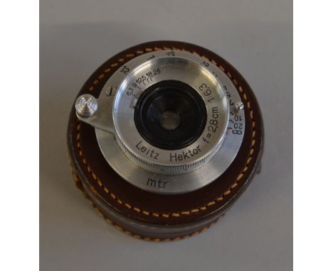 Leitz Hektor mtr f=2,8cm 1:6,3 M39 screw mount lens, in leather case