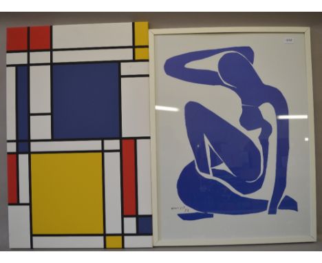 A canvas print of geometric pattern together with a framed and glazed print signed "H. Matisse 52" (2)
