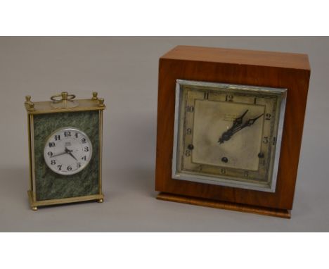 The Goldsmiths & Silversmiths Co. Ltd. Art Deco style mantle clock, with key and pendulum. Together with a marble Vega USSR c