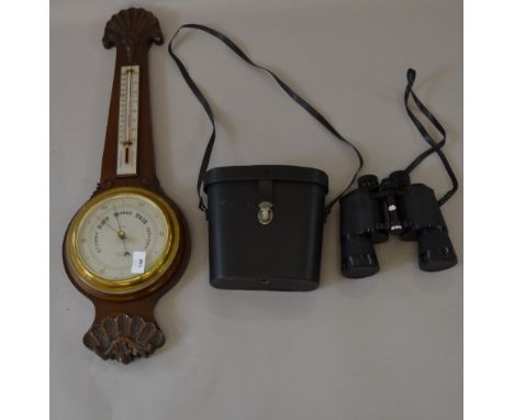 Early 20th century Barometer by H. Blackham & Son, Wolverhampton together with a pair of Mark Scheffel binoculars with case.