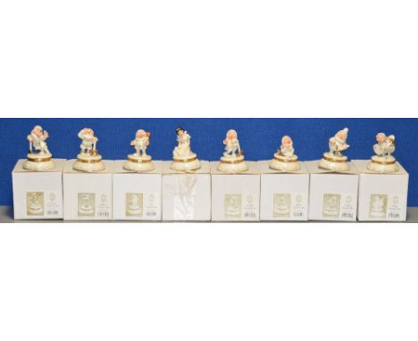 Lenox Snow White and The Seven Dwarves treasure boxes with 24ct gilt. Complete set, boxed, with correct certificates and trin