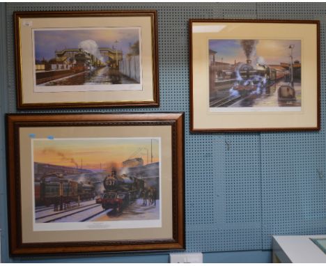 Railway and local interest: Barry Price Signed Limited Edition 72/450 Codsall-Late 1950s print. Together with two other simil