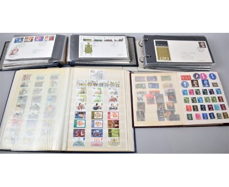 Two Stamp Stock Books with Contents Together with Ring Binders Containing First Day Covers 