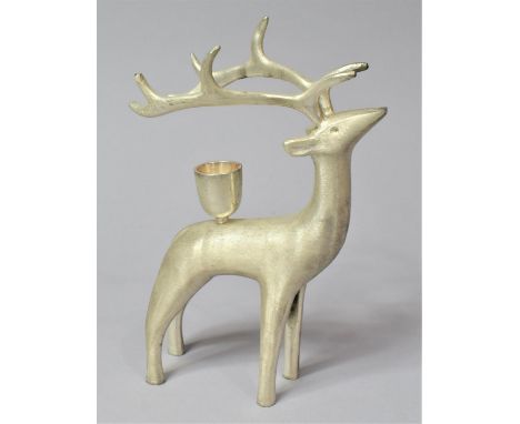 A Modern Metal Novelty Candle Stick in the Form of a Stag, 19cm High 