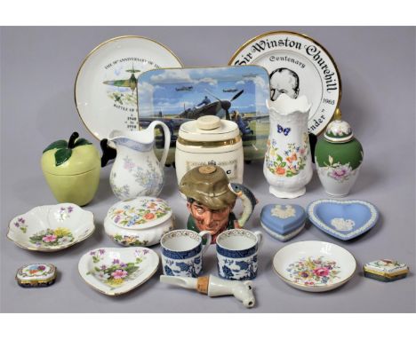 A Collection of Various Ceramics to comprise Lidded Box in the Form of an Apple with Inscription Under, Remembrance From Judy