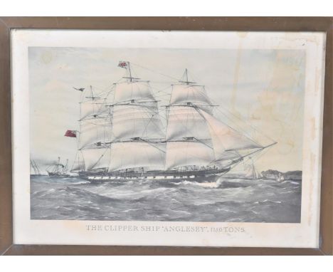 A Framed Marine Print, "The Clipper Ship Anglesey", 35x23cm 