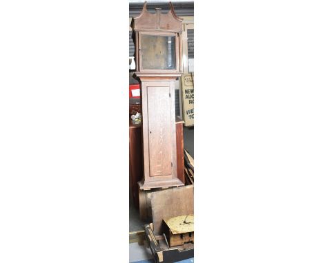 A 19th Century Oak Longcase Clock for Full Restoration, Having Painted 12" Square Dial Inscribed For "Oram" of Somerton, Move