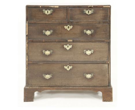 A George III mahogany chest,with a caddy top over two short and three long drawers, on bracket feet,74cm wide37cm deep79cm hi