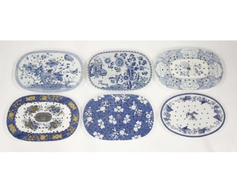 Six pottery Drainers,various patterns, Spode,34 to 38cm (6)