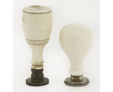 Two ivory-handled desk seals, early 19th century, one for 'The Chancellor of The Exchequer', and one for 'The Treasury',7.5 a
