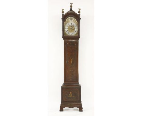 A good Edwardian mahogany musical eight-day longcase clock,retailed by Edwards & Roberts, the arched brass dial with a silver