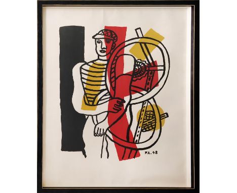 FERNAND LEGER (1881-1955), 'Le cycliste', lithograph on Arches paper, 67cm x 50cm, signed in the plate, published by Maeght a